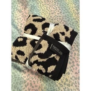Rachel Zoe Leopard Print Washcloth Set of 4 | 100% Cotton | 13x13 | NWT